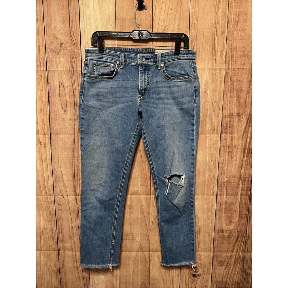 Rag & Bone NY 27 jeans dre low-rise slim boyfriend distressed blue distressed